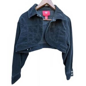 Miss Lili Women's Size 2XL Black Corduroy Cropped Jacket